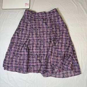 Jaclyn Smith Purple Abstract Plaid A-Line Knee Length Skirt Womens Size Small